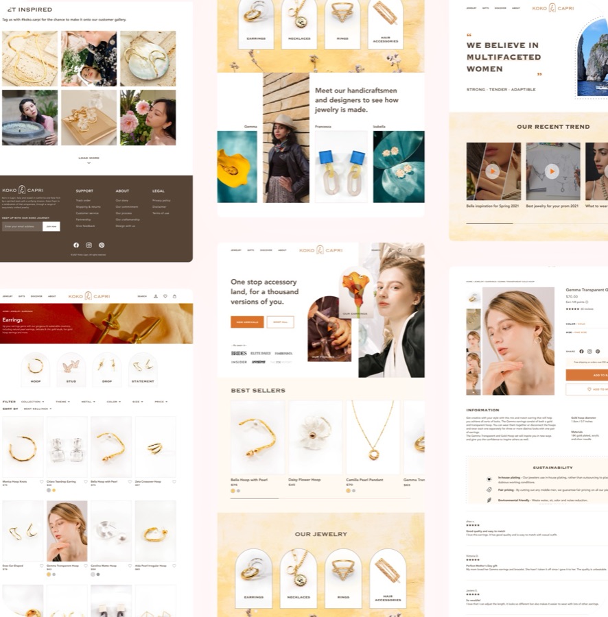 Warm-toned editorial web layouts